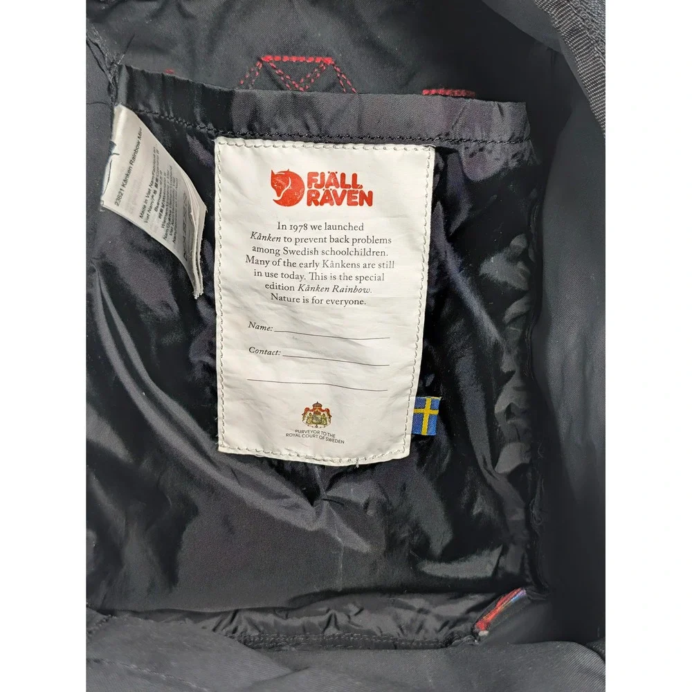 Fjallraven Unisex Backpack Kanken Rainbow Mini 23621 Vinylon F Black One Size